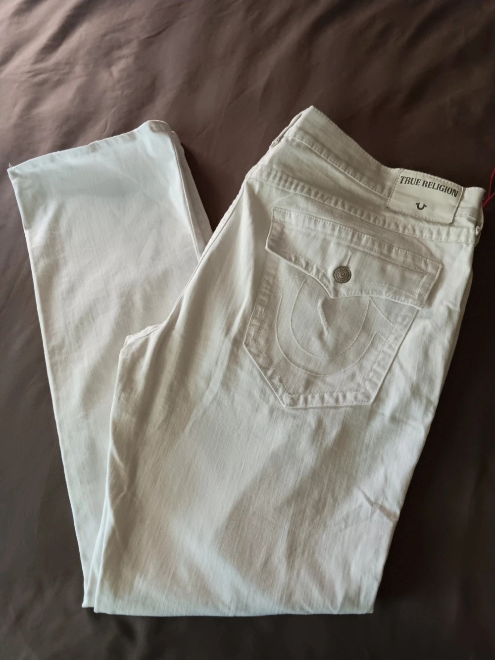 True Religion White Men’s Distressed Jeans with Signature Back Pocket Big & Tall